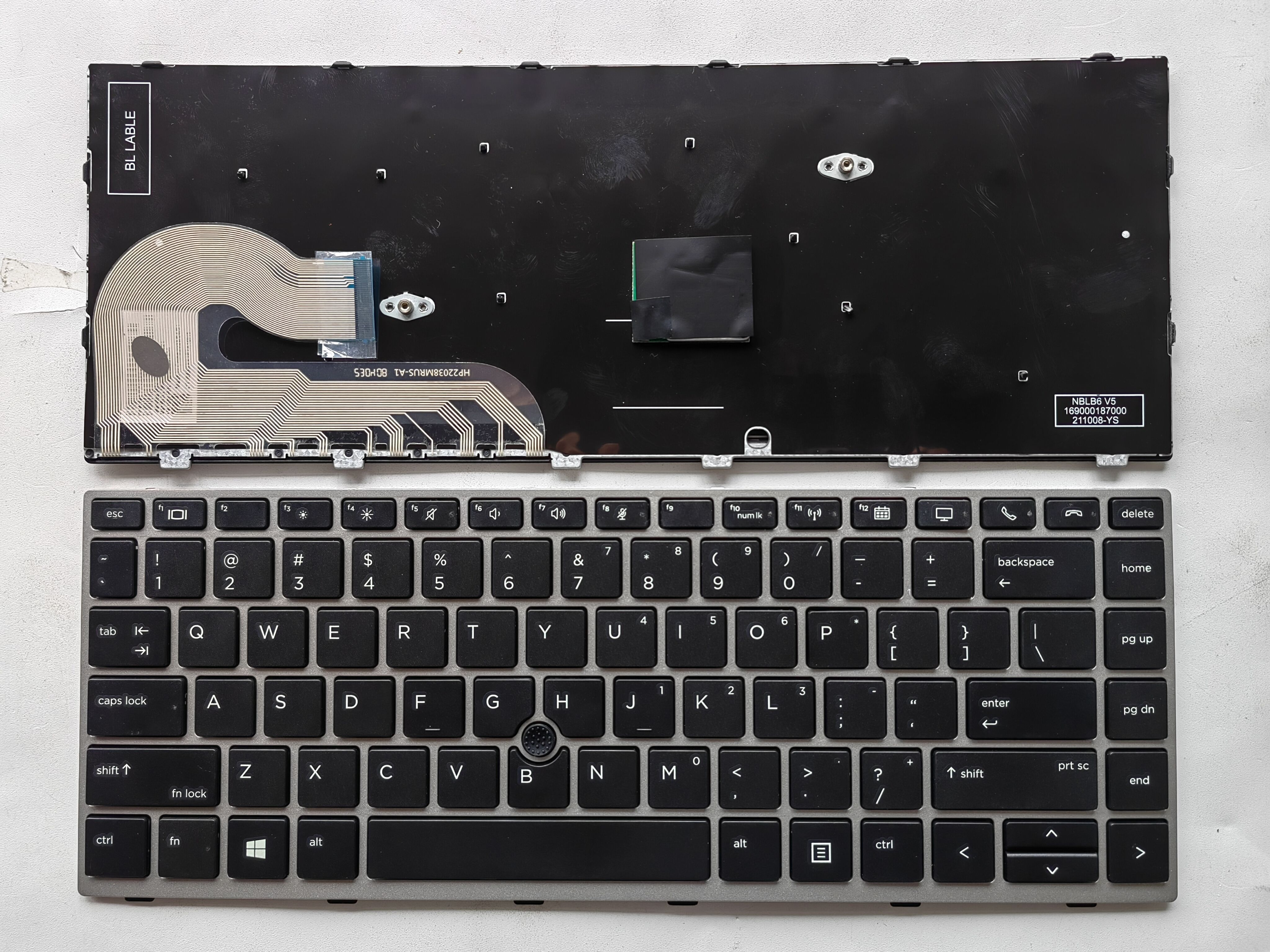 Picture of New Replacement Laptop Keyboard For HP 840G5/840G6 SILVER FRAME BLACK With Point (OEM) US Layout